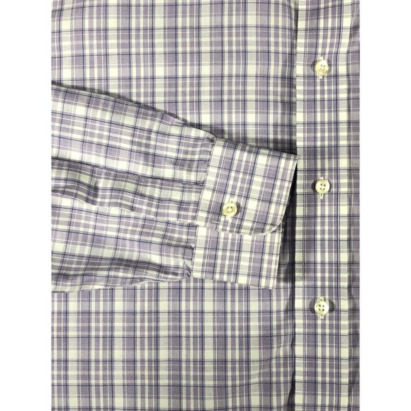 BROOKS BROTHERS Shirt Milano Men's 17-35 Purple Plaid Long Sleeve Button Up 1818 - Picture 7 of 16